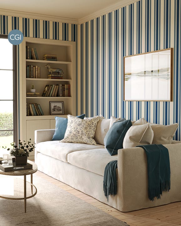 Tented Stripe — room inspiration. The colourway shown may differ from your selection.
